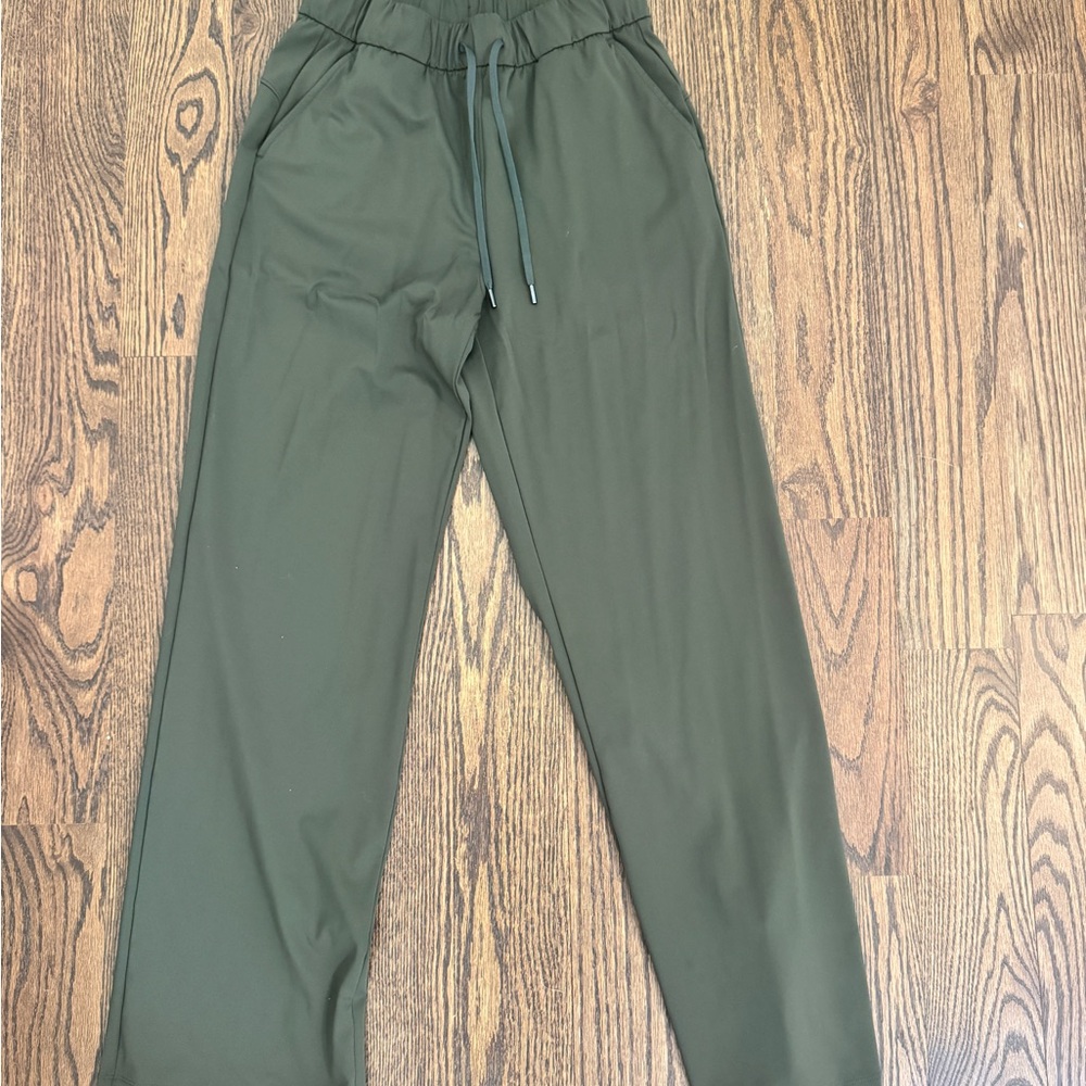 Olive Green Wide Leg Drawstring Pants